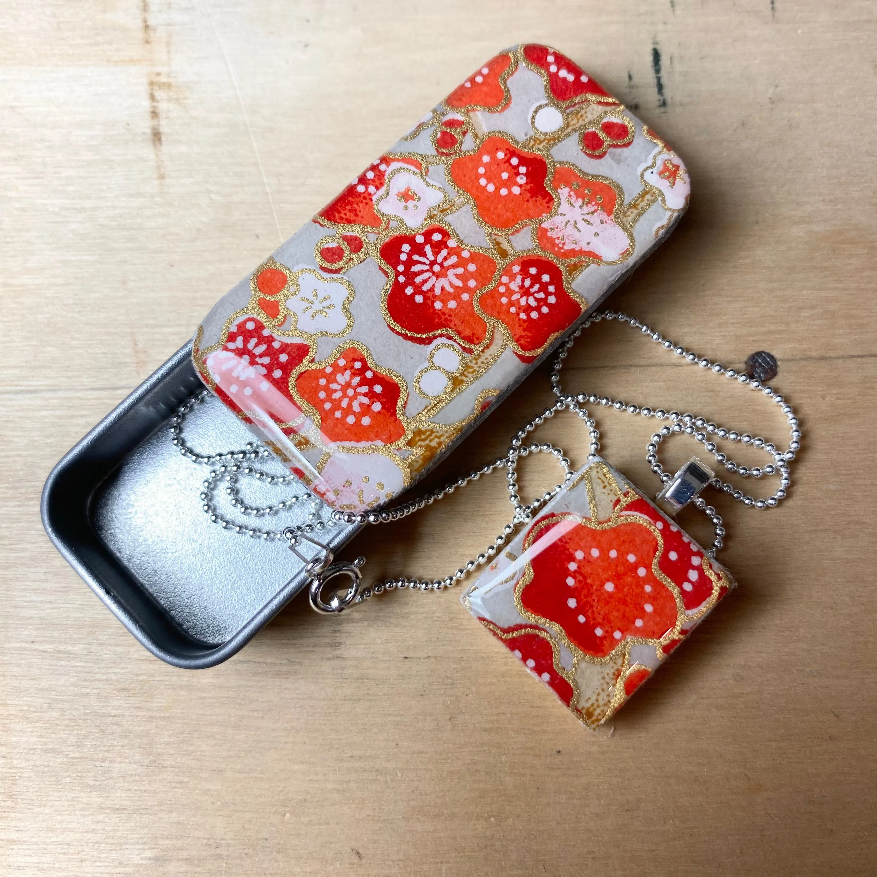 A Scrabble Tile Pendant and Teeny Tiny Tin Poppy