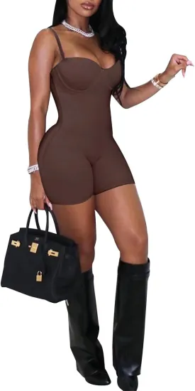 acelyn Women's Sexy Sleeveless Jumpsuits Bodycon Rompers Y2k Bodysuit Club Outfits