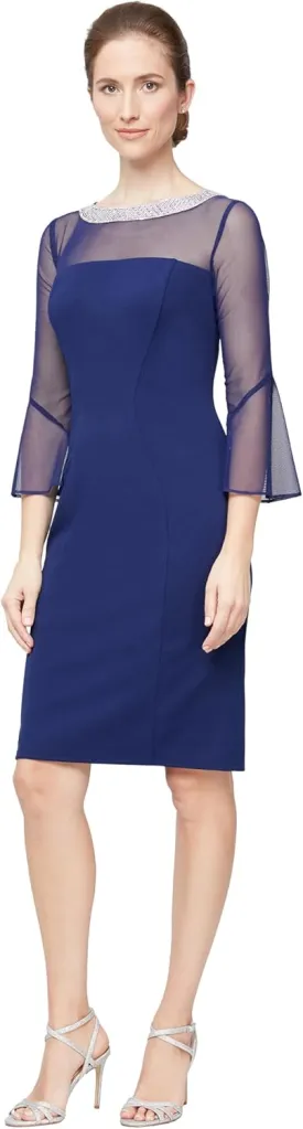 Alex Evenings Women's Short Shift Dress with Embellished Illusion Detail