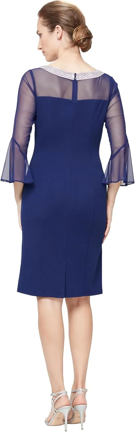 Alex Evenings Women's Short Shift Dress with Embellished Illusion Detail