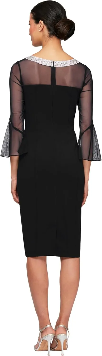 Alex Evenings Women's Short Shift Dress with Embellished Illusion Detail