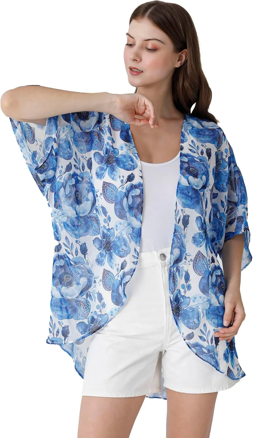 Ambesonne Women's Kimono Sheer Chiffon Cardigan