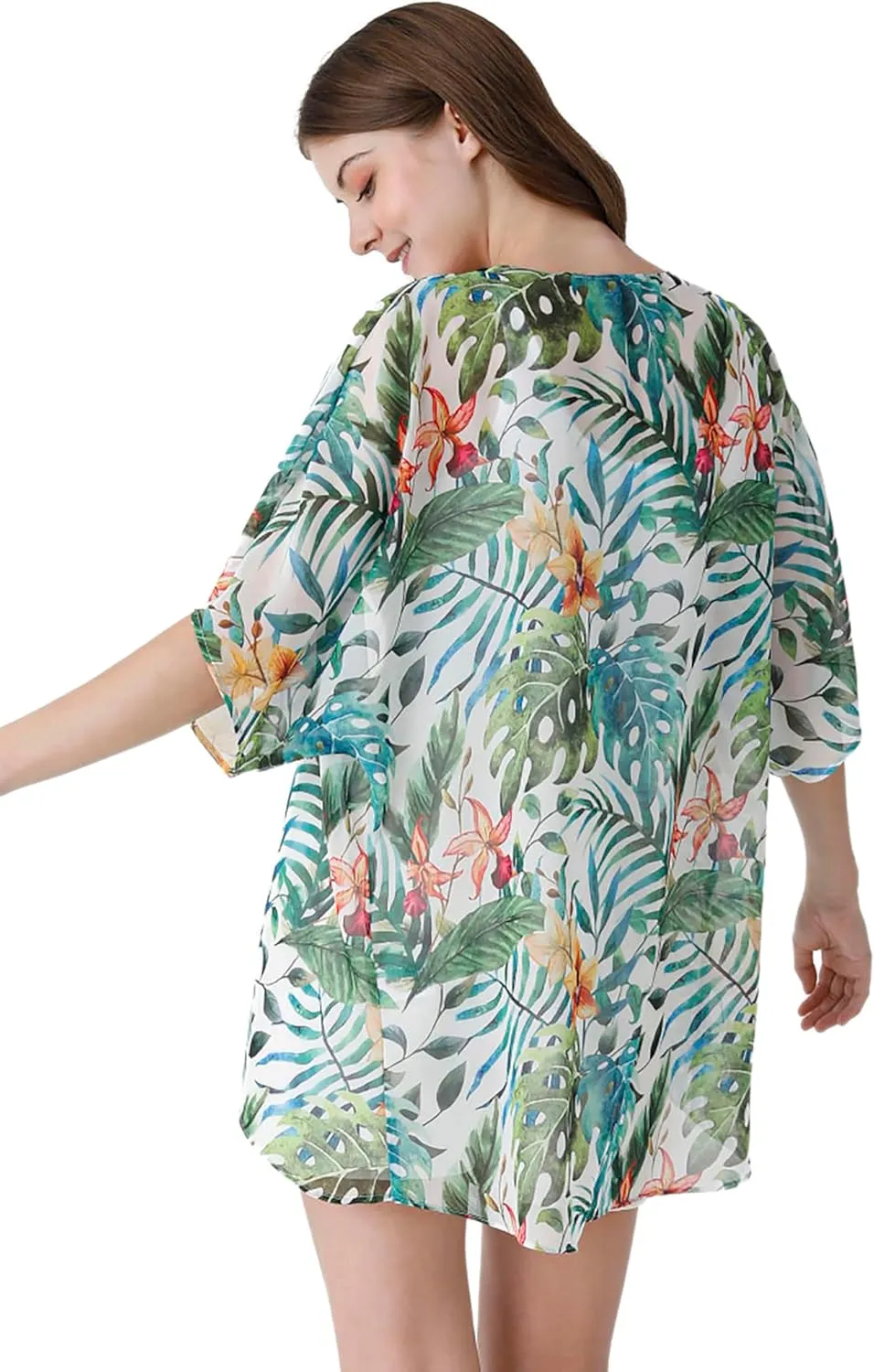 Ambesonne Women's Kimono Sheer Chiffon Cardigan