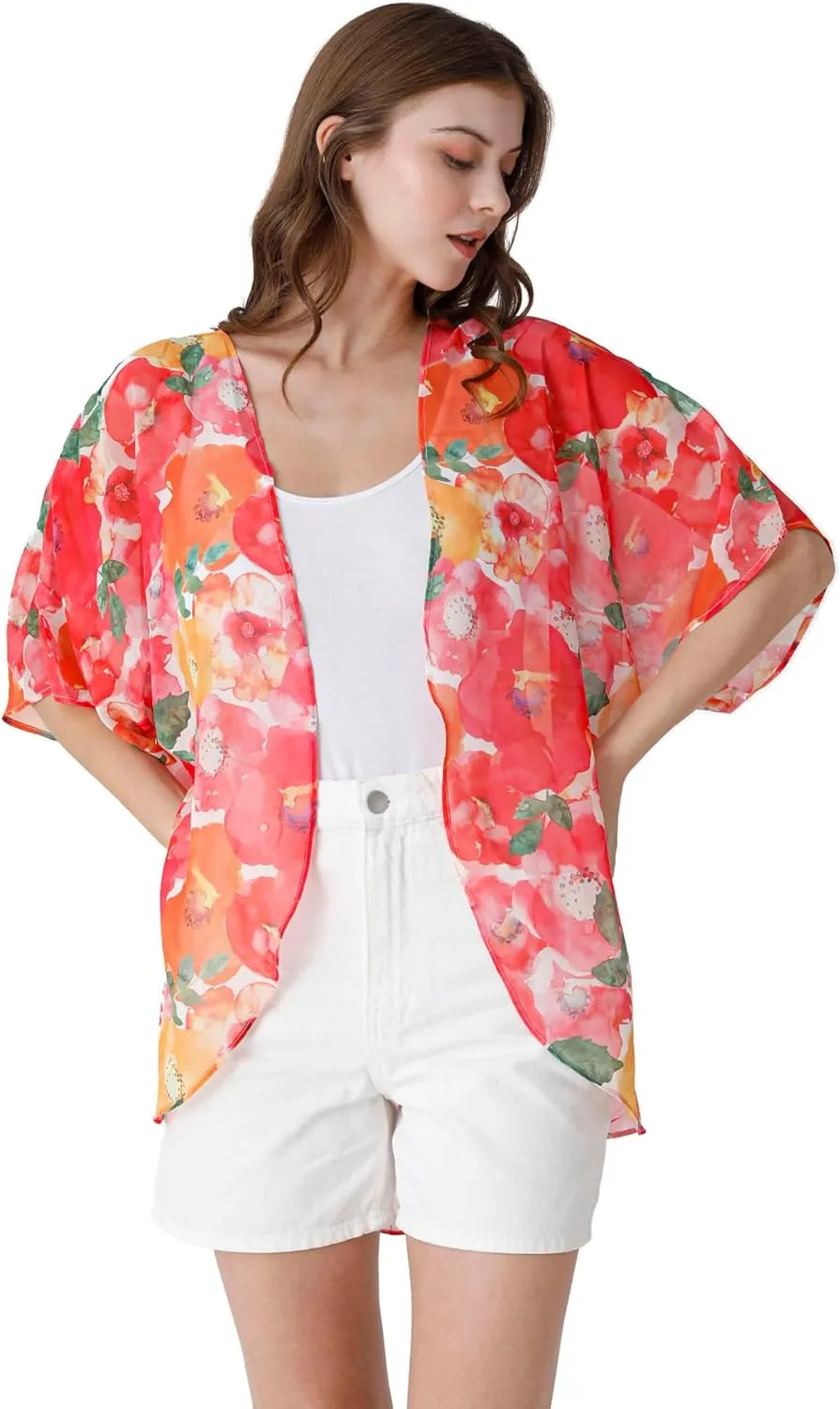 Ambesonne Women's Kimono Sheer Chiffon Cardigan