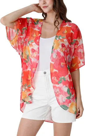 Ambesonne Women's Kimono Sheer Chiffon Cardigan