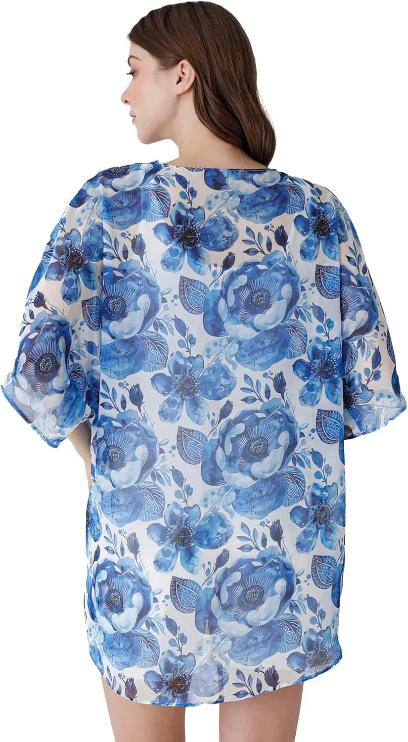 Ambesonne Women's Kimono Sheer Chiffon Cardigan