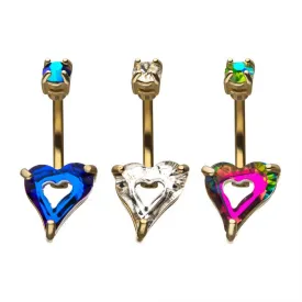 Asymmetrical Heart with Cutout Center Belly Ring