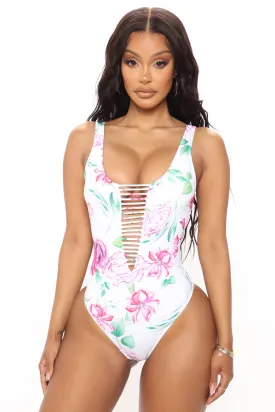 Beachy Vibes One Piece Swimsuit - White/combo