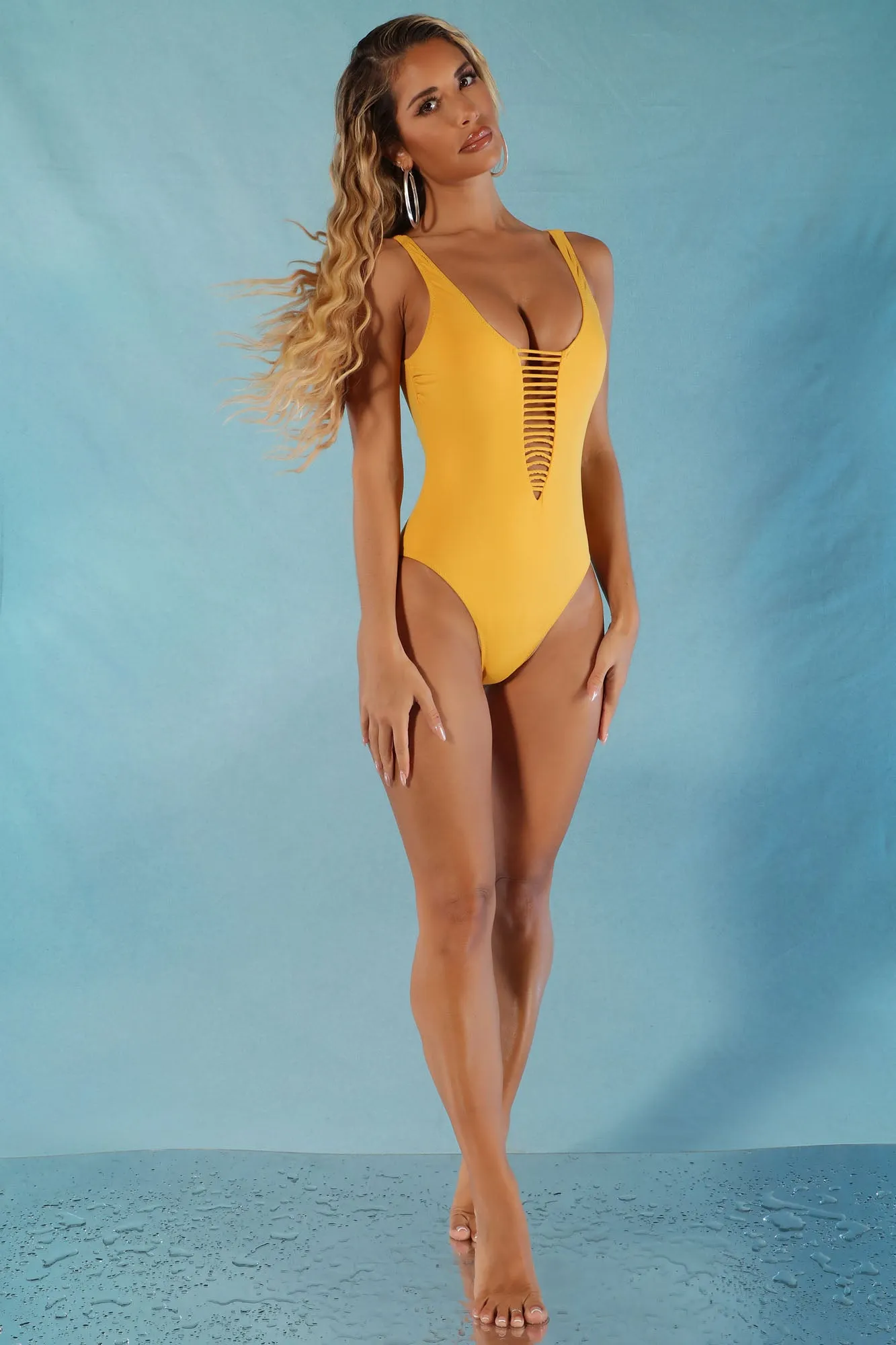 Beachy Vibes One Piece Swimsuit - Yellow