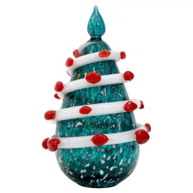 Bespoke Italian Modern Green Red Murano Swirl Glass Christmas Tree Sculpture