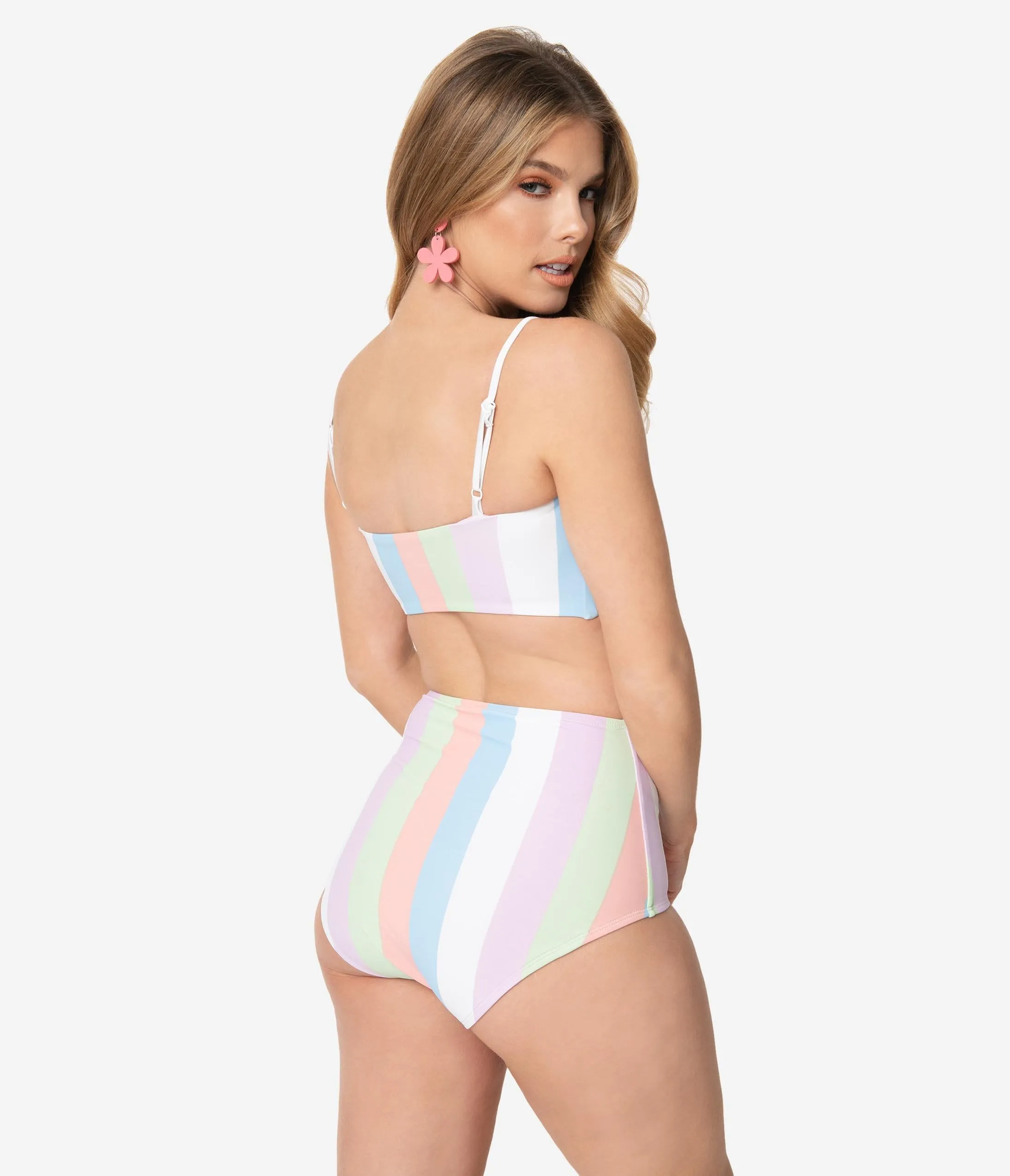 Bettie Page Sorbet Striped Bandeau Swim Top