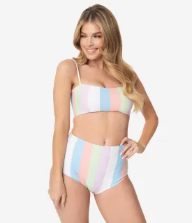 Bettie Page Sorbet Striped Bandeau Swim Top