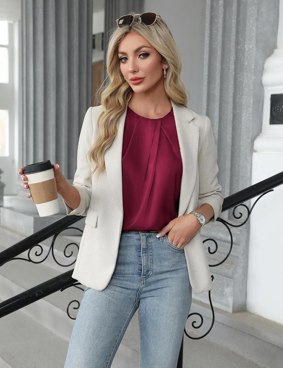 Blooming Jelly Womens Summer Tank Tops Business Casual Outfits Satin Blouse Dressy Work Shirts Spring Clothes