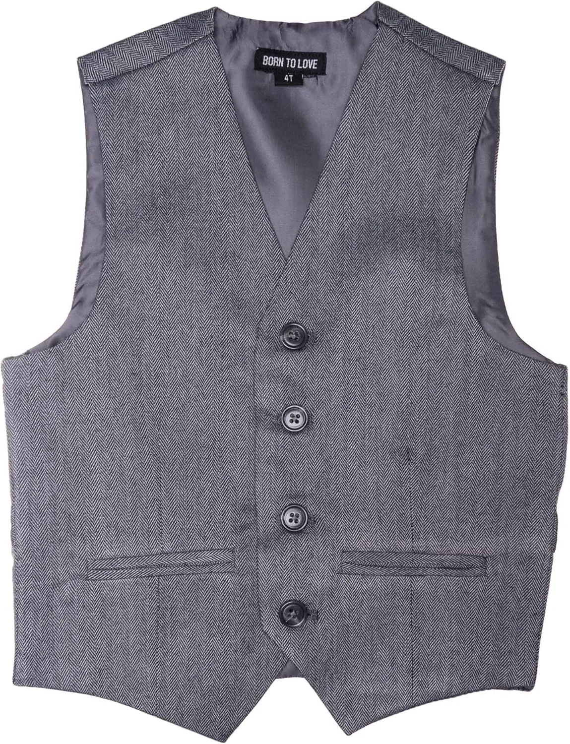 Born to Love Vest for Baby Toddler Kids Ring Bearer Pageboy Wedding Formal Herringbone Outfit