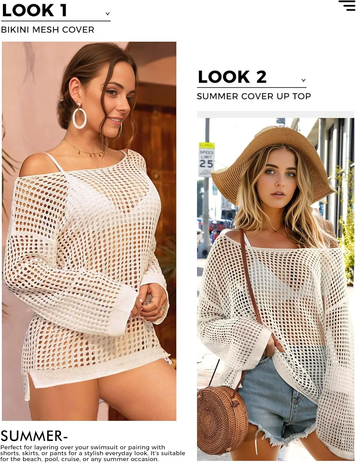 Buauty Women's Swimsuit Crochet Cover Up | Bathing Suit Swimwear Short Sleeve Knit Beach Dress Summer Vacation Outfits