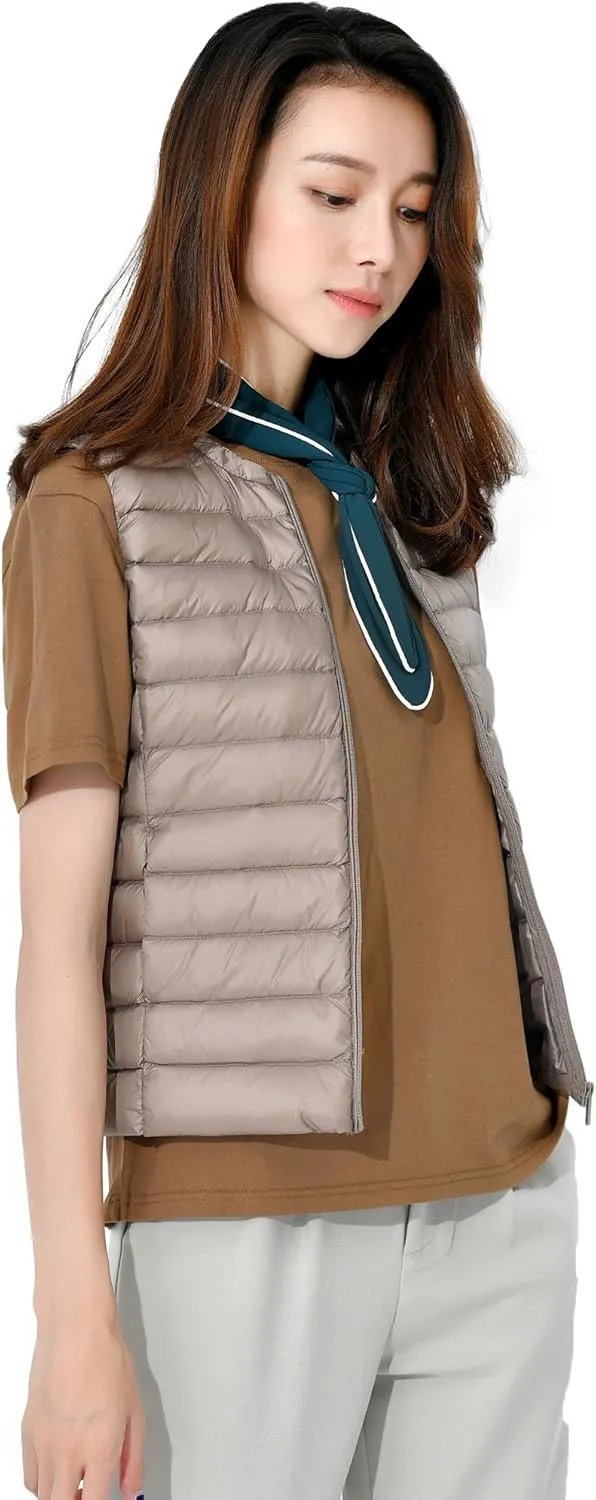 CHARTOU Women's Winter Ultralight Collarless Outdoor Puffer Down Short Vest Waistcoat