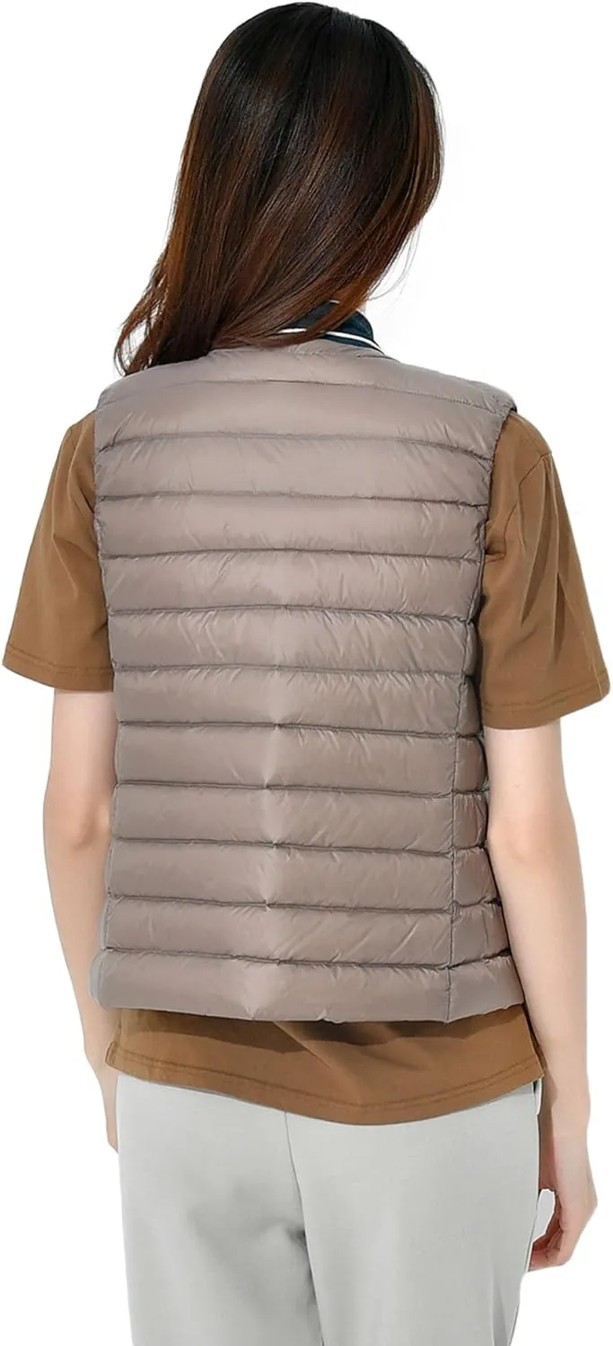 CHARTOU Women's Winter Ultralight Collarless Outdoor Puffer Down Short Vest Waistcoat