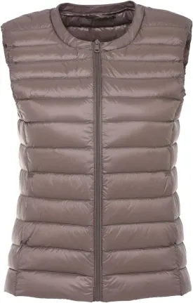 CHARTOU Women's Winter Ultralight Collarless Outdoor Puffer Down Short Vest Waistcoat