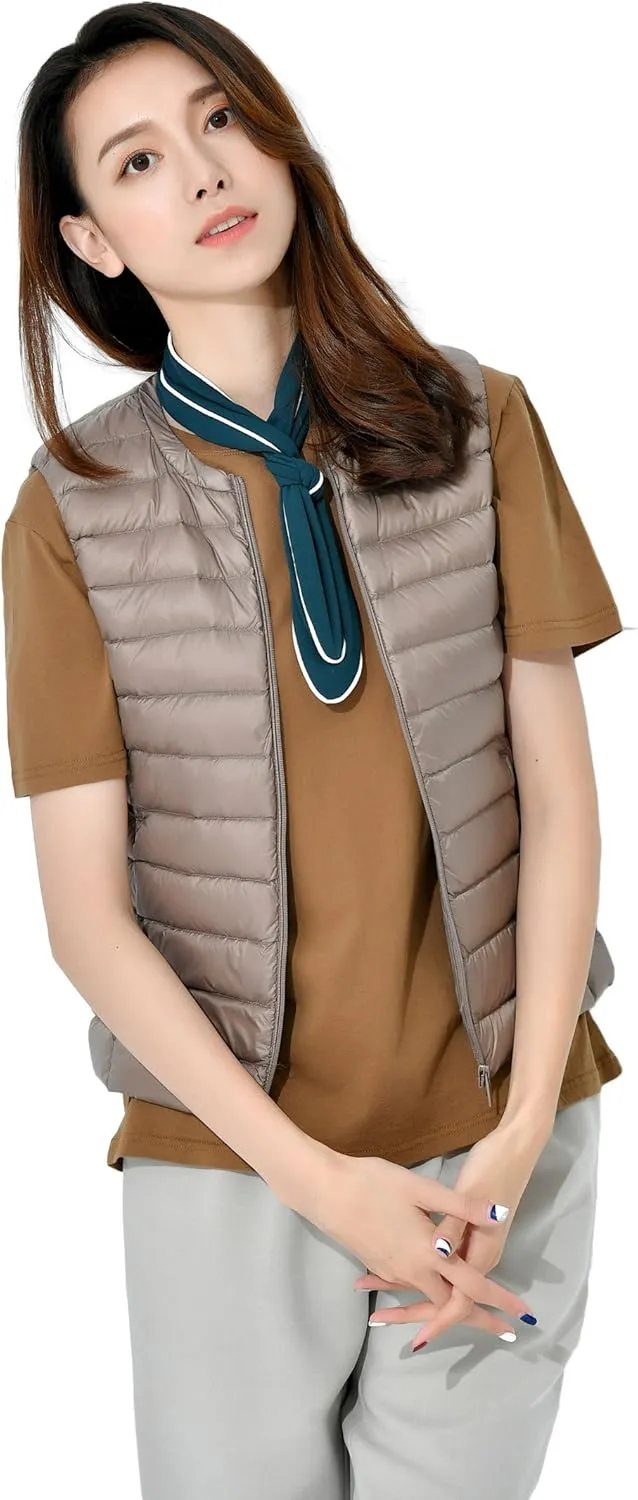 CHARTOU Women's Winter Ultralight Collarless Outdoor Puffer Down Short Vest Waistcoat