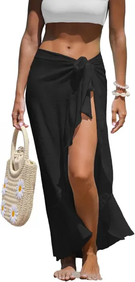 CUPSHE Women's Sarong Cover Up Chiffon Swimwear Wrap Skirt Self Tie Ruffle Beach Cover Ups
