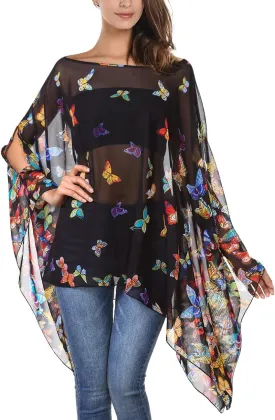 DJT Women's Summer Beach Bikini Bathing Suit Cover Ups Swimsuit Coverup for Women Chiffon Blouses Tunic Top