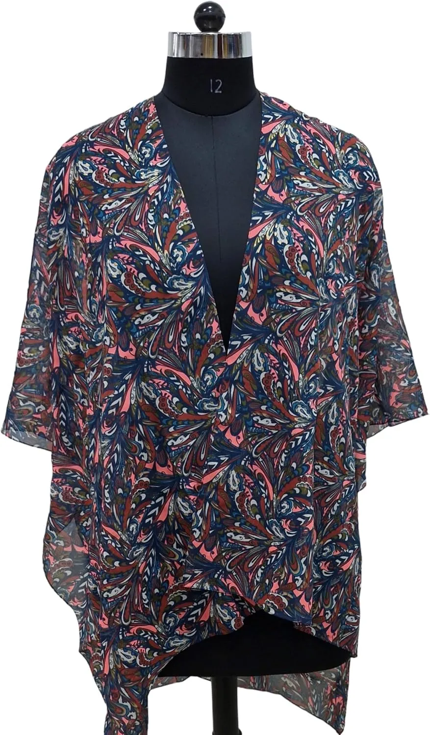 Elu Kimonos for Women - Beach Coverup Cardigan Poncho Ruanas floral Print swimsuits Plus size Long Summer Cover up