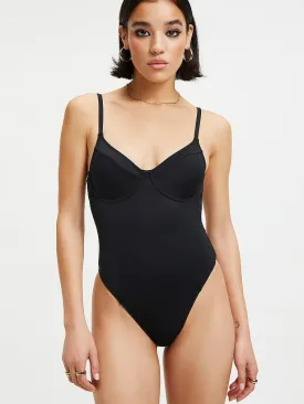 Good American Good Compression Show Up One-Piece Swimsuit, Black