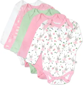 HonestBaby Baby Girls' 5-pack Long Sleeve Bodysuits One-piece 100% Organic Cotton for Infant Baby Girls', Unisex