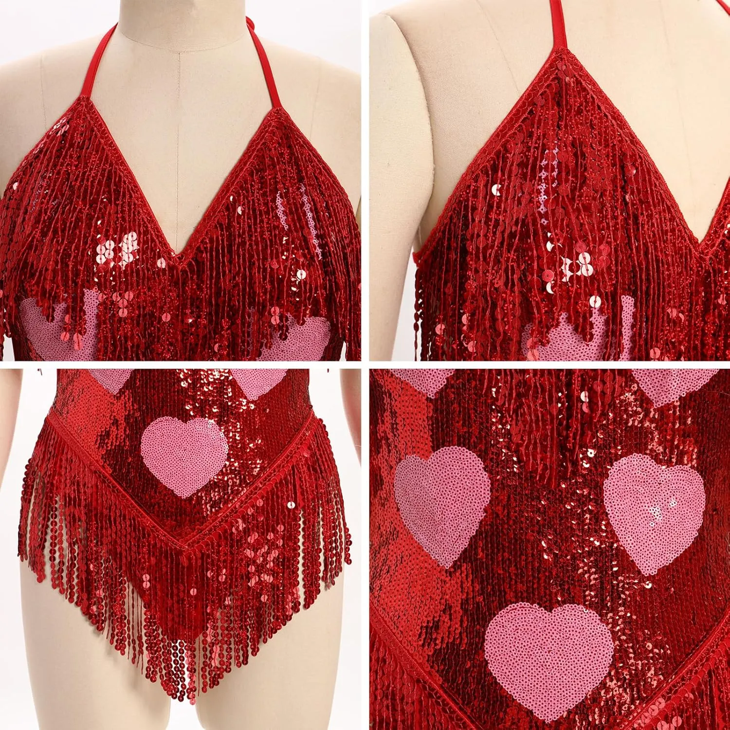 IMEKIS Women Sparkle Stars Fringes Bodysuit Concert Rave Outfit Shiny Music Festivals Halloween Cosplay Alien Costumes