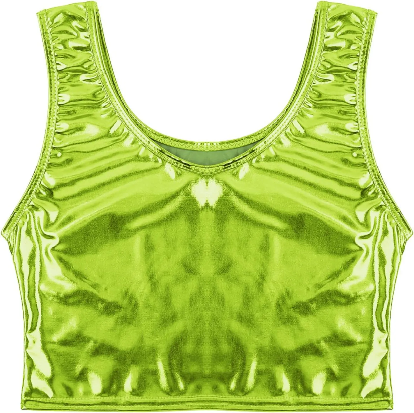 Mens Sexy Muscle Cropped Tank Tops Shiny Metallic Sleeveless Vest Party Clubwear Costume