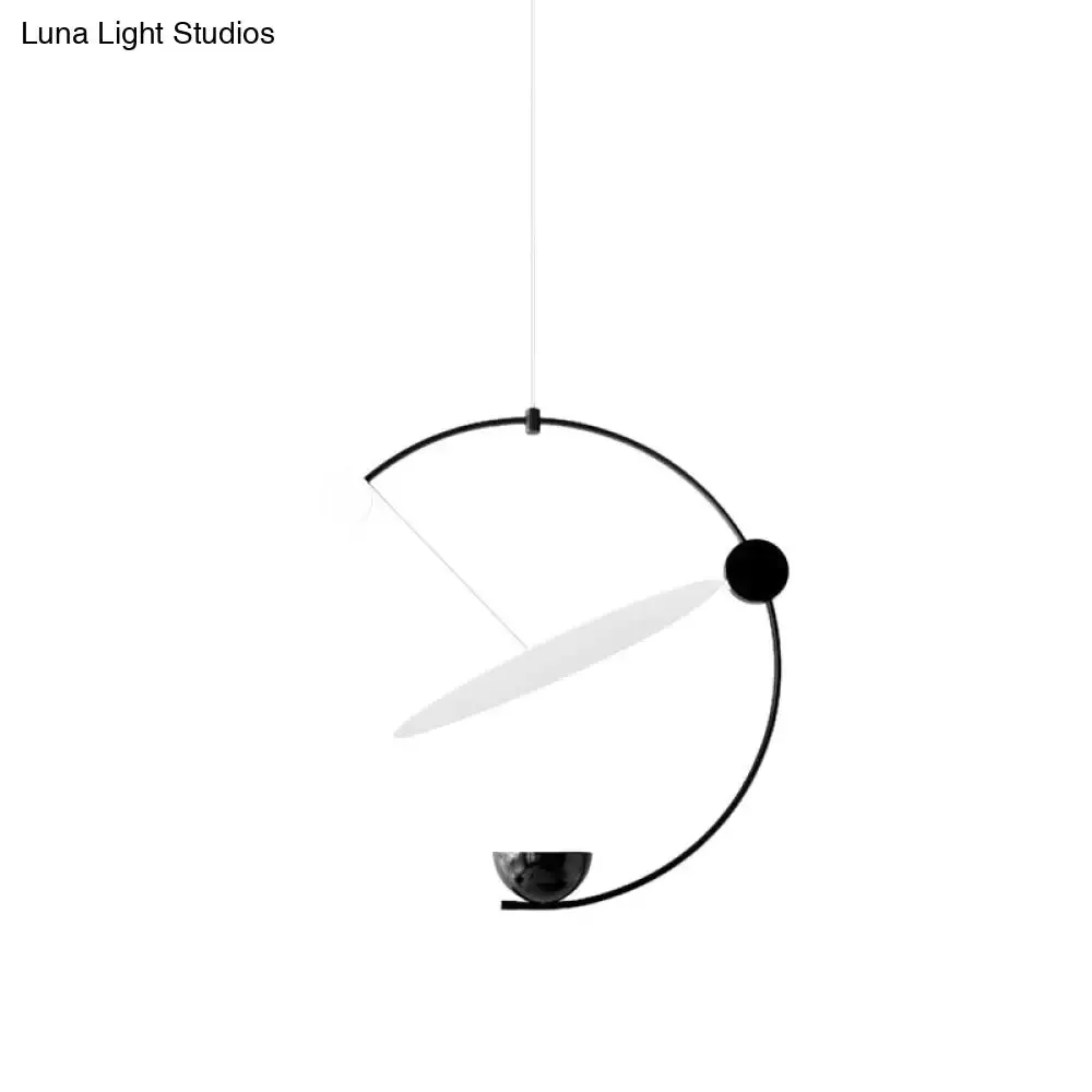 Modern LED Black Orbit Pendant Chandelier – Minimalist Design, Super Thin Acrylic, Hanging Light