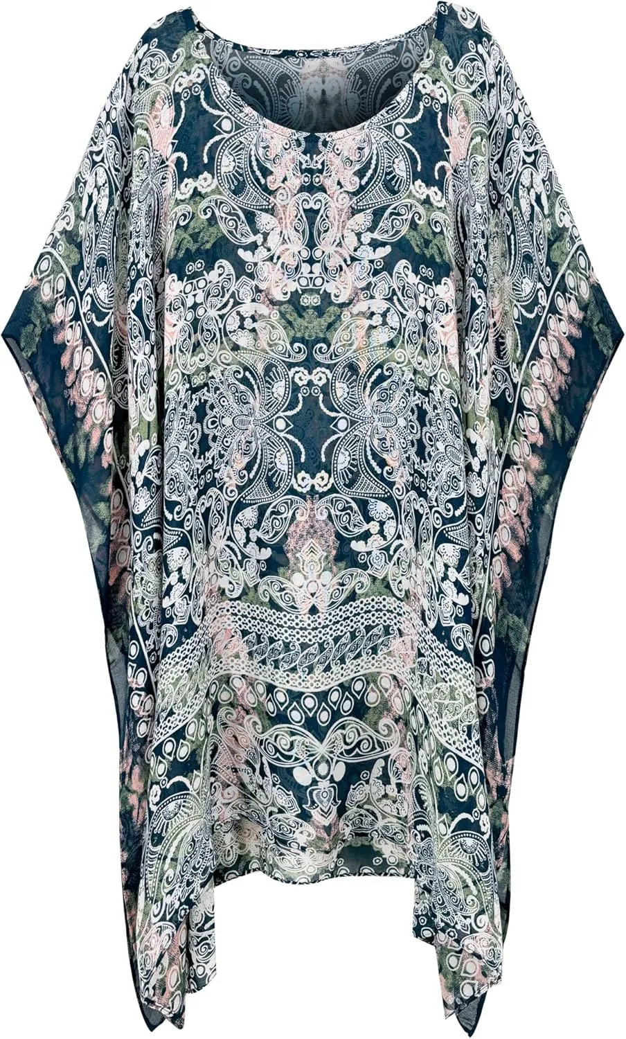 Moss Rose Women's Beach Kaftan Dresses Kimono Swimsuit Cover up for Bathing Suit with Floral Pattern