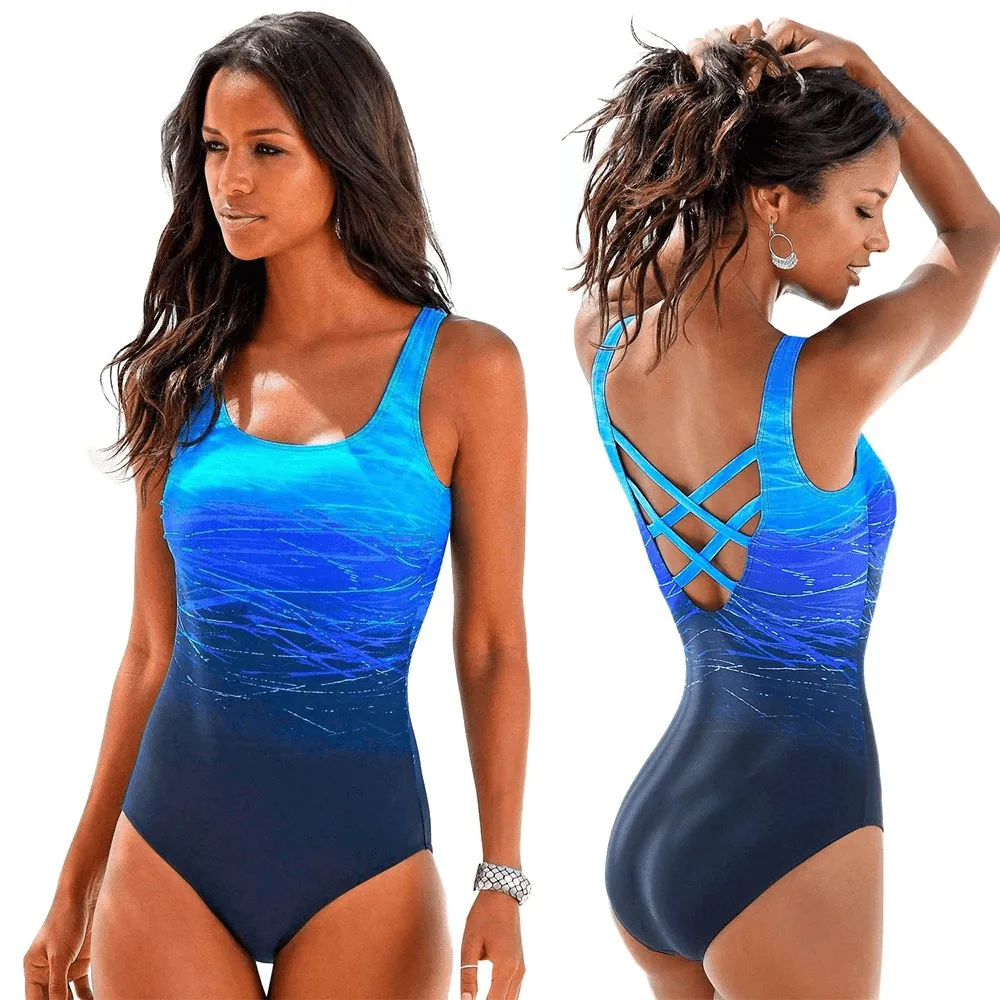 One Piece Cross Back Beach Swimwear / Women's Swimsuit - SF0477