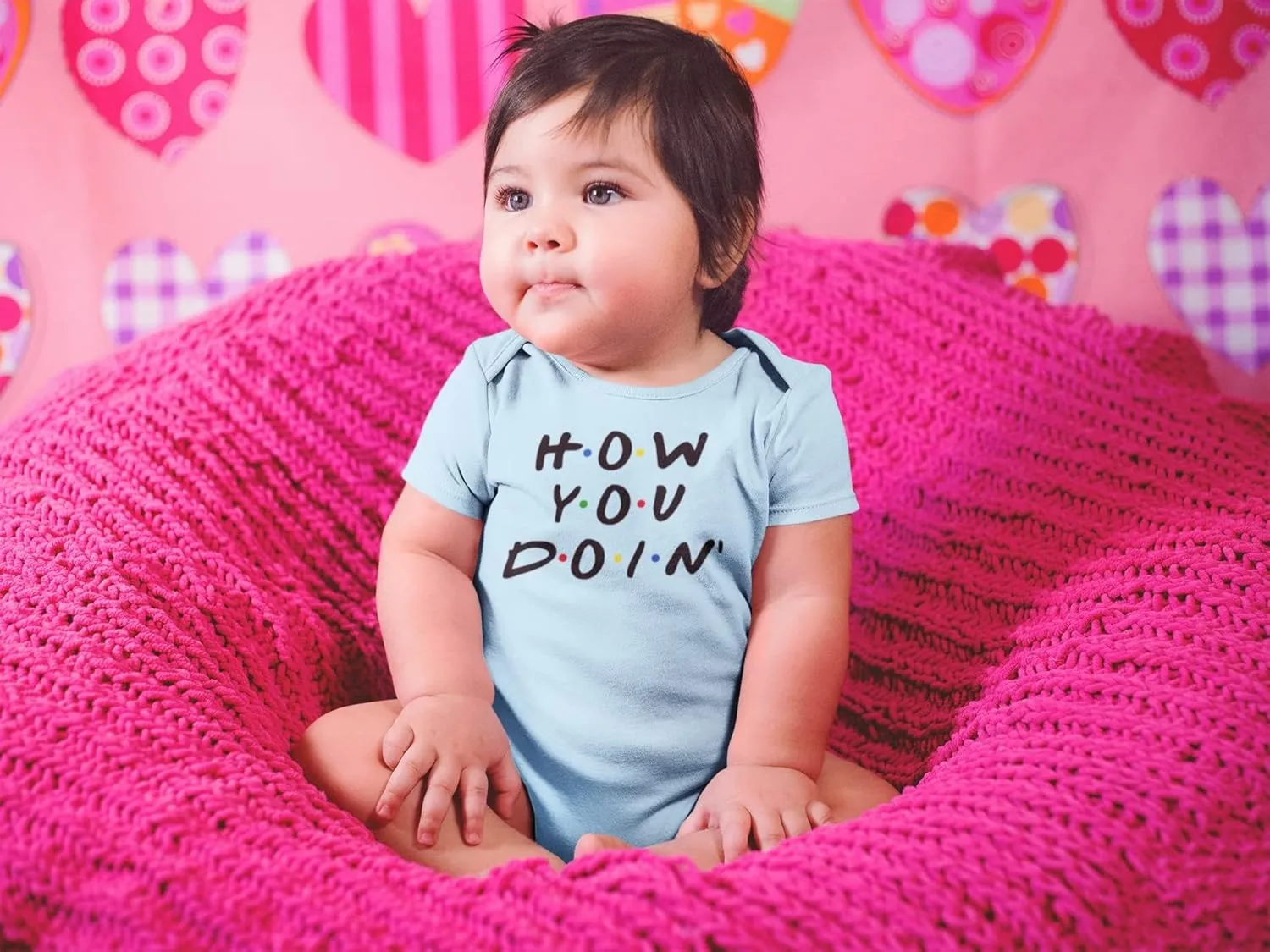 Pop Threads How You Doin Quote Funny 90s Retro Baby Toddler Kids Girl Boy T-Shirt