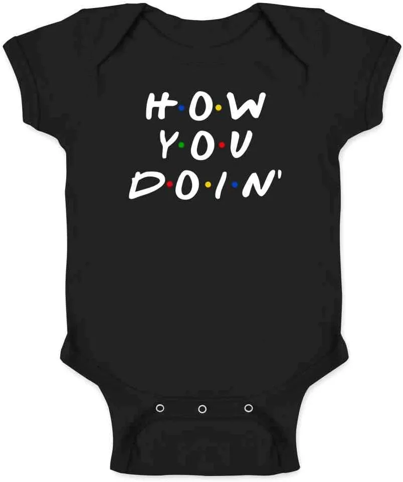 Pop Threads How You Doin Quote Funny 90s Retro Baby Toddler Kids Girl Boy T-Shirt