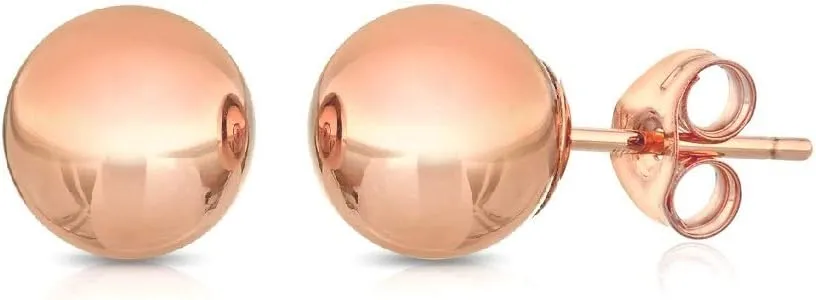 Pori Jewelers Premium 14K Gold Ball Stud Earrings - Available in Yellow, Rose & White Gold- Multiple Options Available