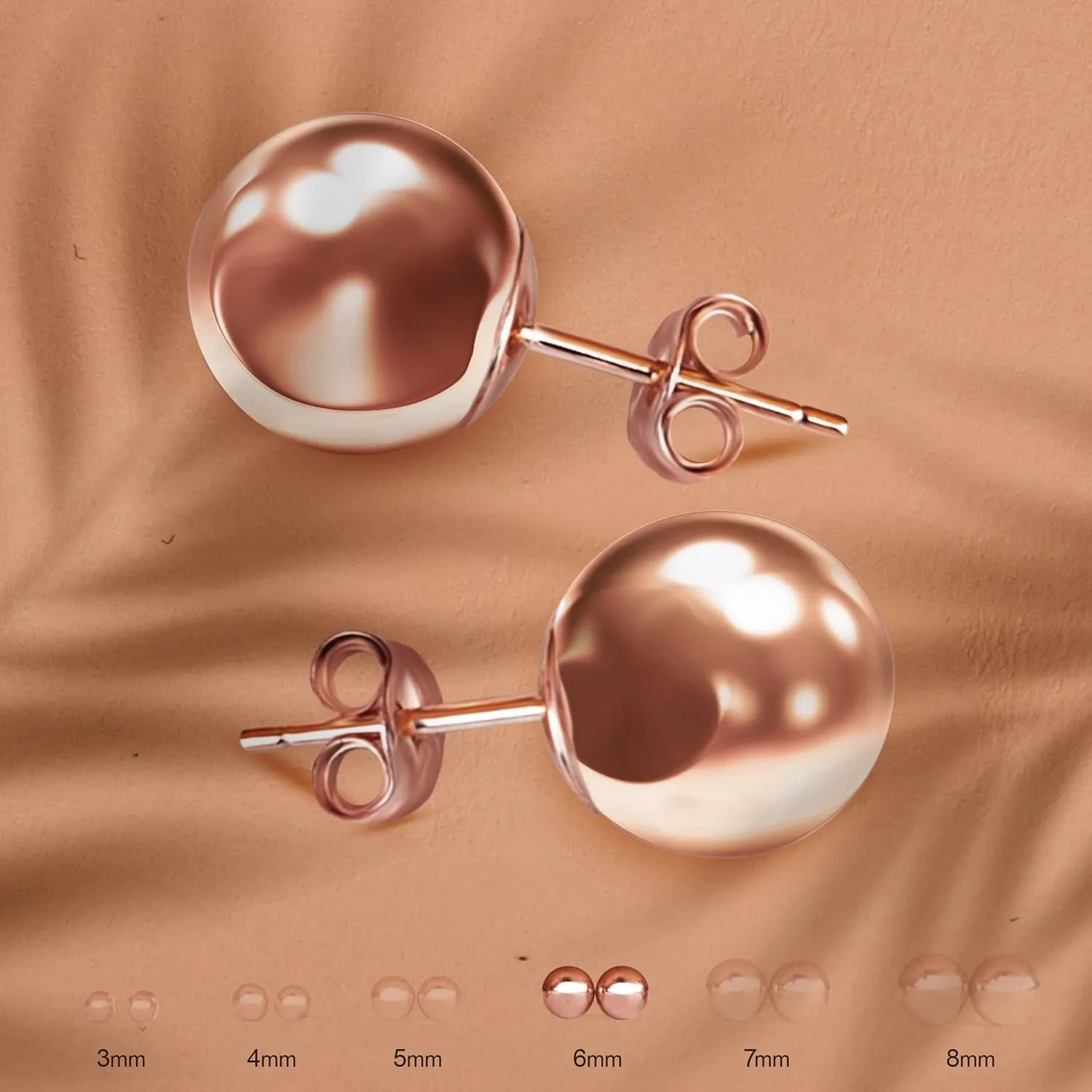 Pori Jewelers Premium 14K Gold Ball Stud Earrings - Available in Yellow, Rose & White Gold- Multiple Options Available