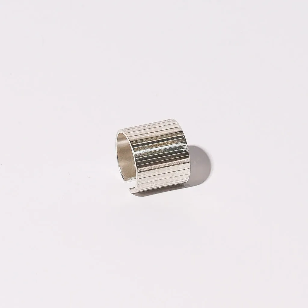 Ridge Adjustable Cuff Ring - Sterling Silver
