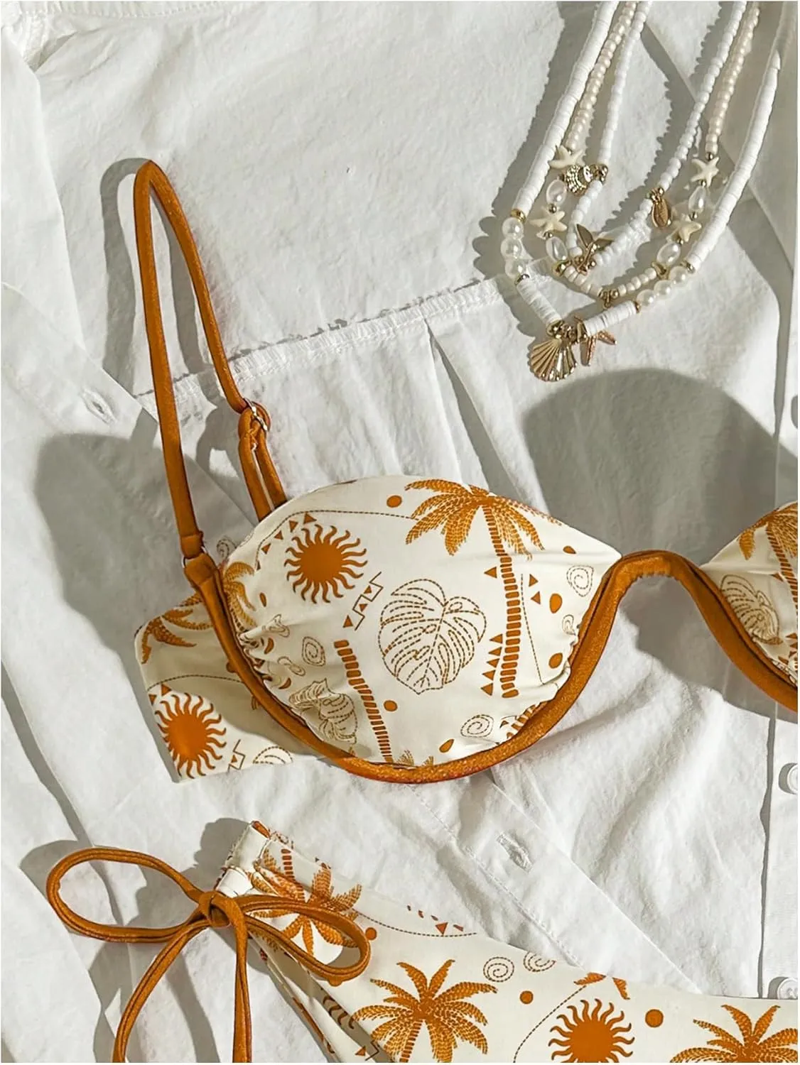 SOLY HUX Women's Tropical Bikini Sets Cute Fringe 2 Piece Underwire Swimsuits Boho Bathing Suits