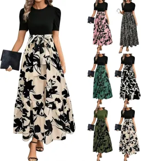 Sumemr Dresses for Women Vintage Floral Maxi Dress Long Formal Dresses Casual Puff Sleeve Church Wedding Guest Dress