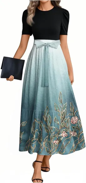 Summer Beach Vacation Clothes Spring Dresses for Women 2025 Short Sleeve Trendy Wedding Guest Maxi Dresses