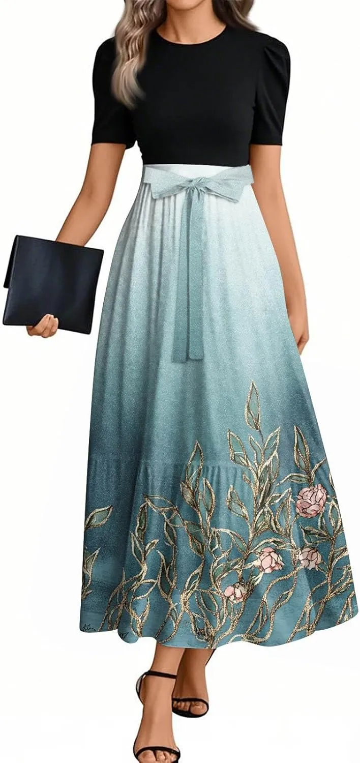 Summer Beach Vacation Clothes Spring Dresses for Women 2025 Short Sleeve Trendy Wedding Guest Maxi Dresses