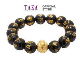 TAKA Jewellery 999 Pure Gold Charm Beads Bracelet Pixiu ZhuanYunZhu
