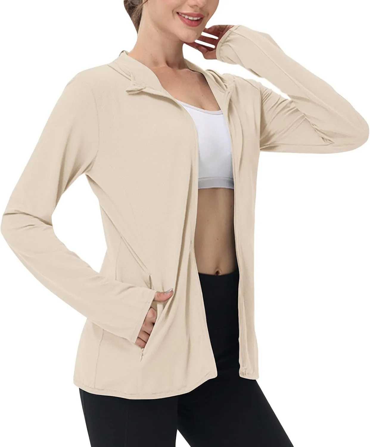 Womens Sun Shirts Full Zip UPF 50  Sun Protection Hoodie Jacket Lightweight Long Sleeve Hiking Outdoor Jackets