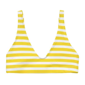 Yellow and White Beach Stripes Halter Bikini Top