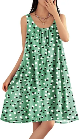 YESNO Summer Dresses for Women 2025 Casual Boho Floral Sundresses Sleeveless Scoop Neck Beach Tank Dresses EVS